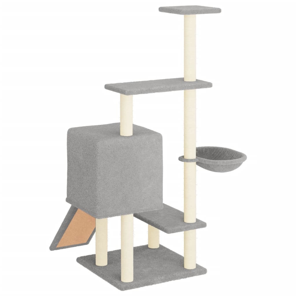 Arranhador para gatos vidaXL com hastes de sisal cinza claro, 130,5 cm