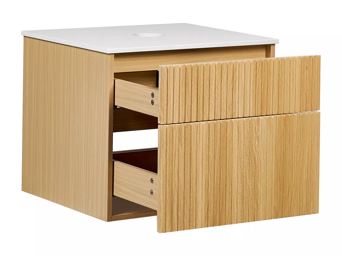 Meuble lavabo mural BEXTI 60 cm 52 cm 50 cm Marron clair
