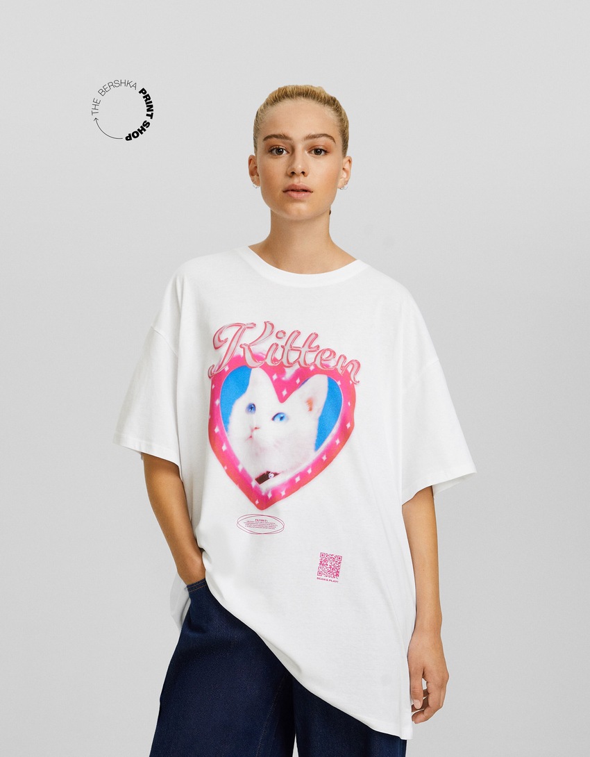Camiseta de manga curta com estampa da Bershka Wearable Art