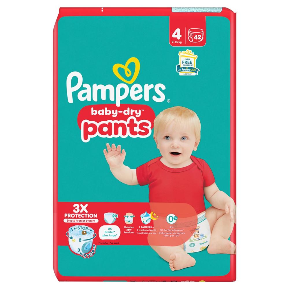 PAMPERS Baby Dry Pants Gr4 9-15kg Maxi Sparpack 42 Stk