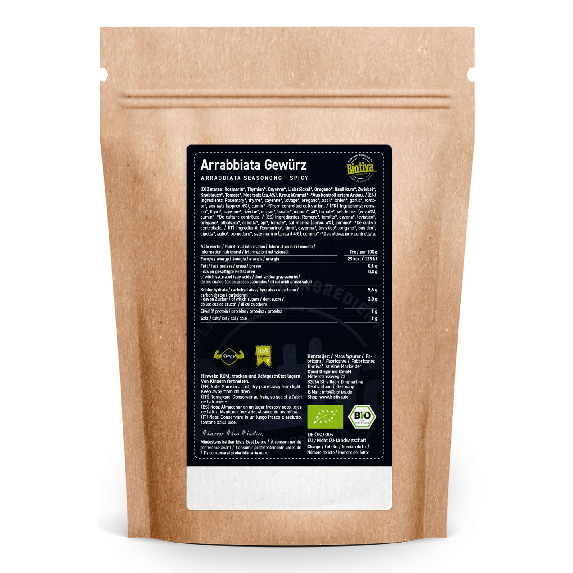 Biotiva Arrabiata grob gemahlen Bio 250g