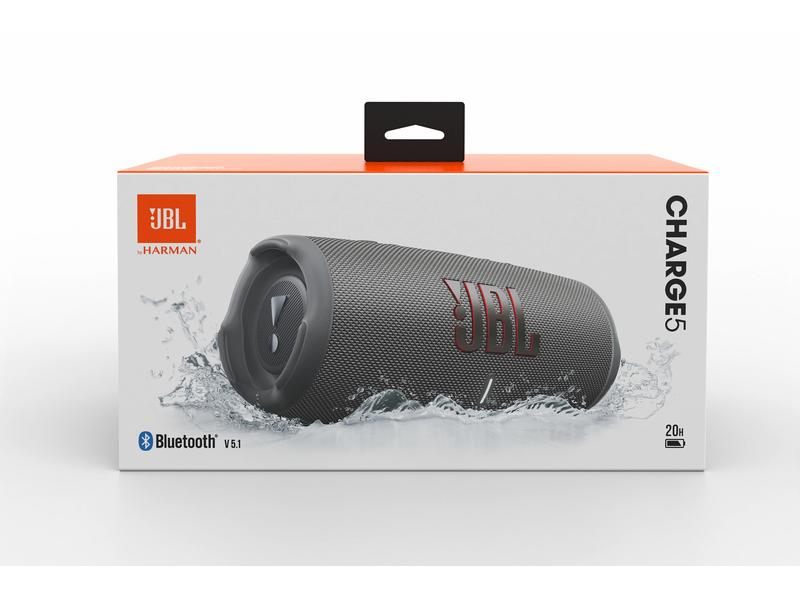 JBL Bluetooth Speaker Charge 5 Grau Tragbarer wasserdichter Lautsprecher mit Powerbank