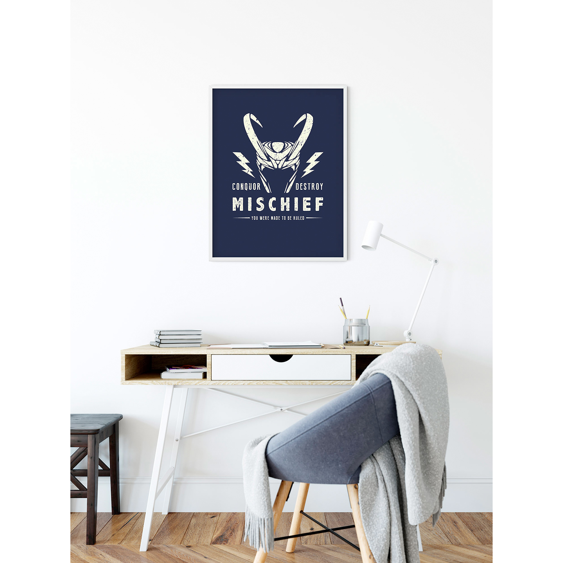 Wandbild LOKI MISCHIEF - blau - 50x70 cm