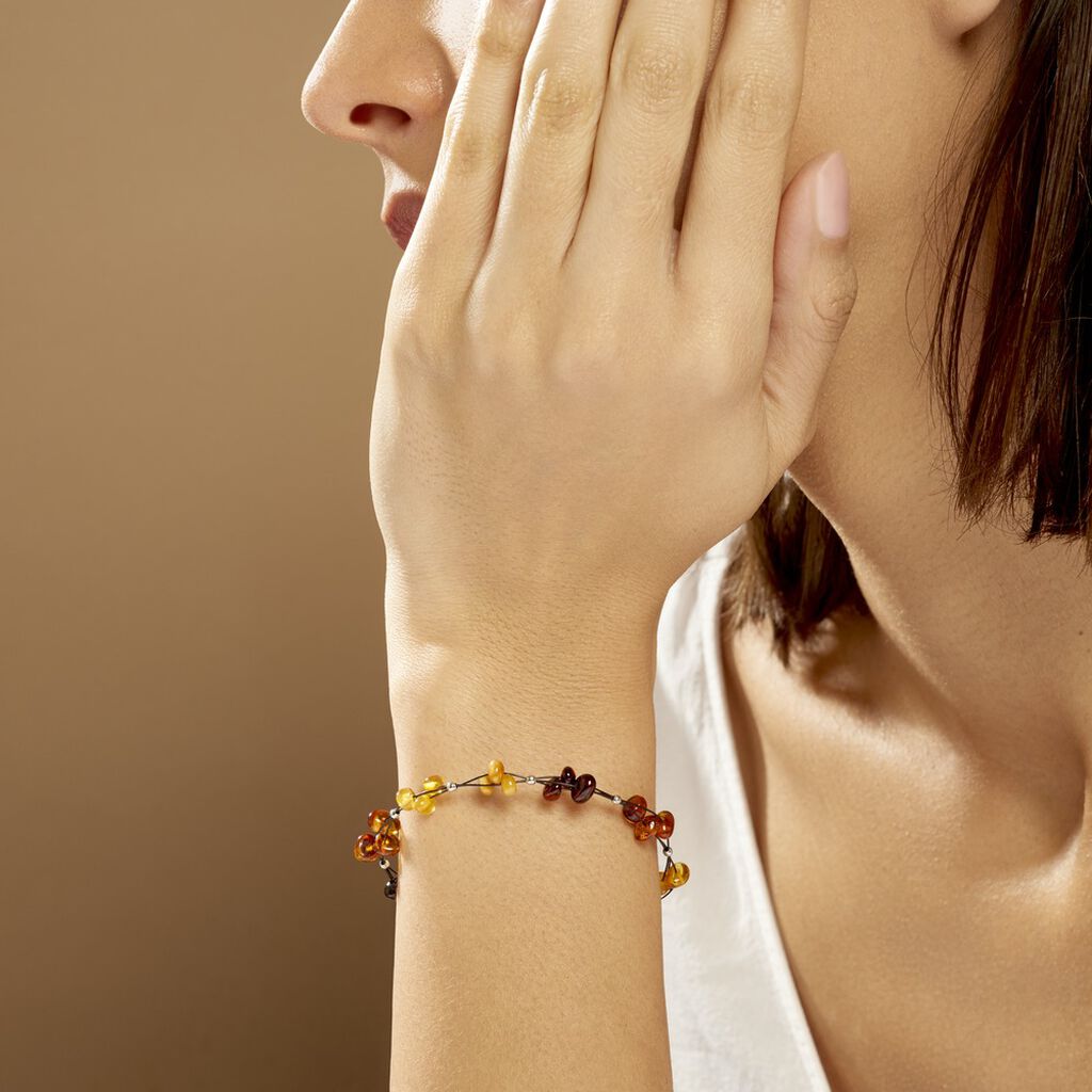 Bracelet Argent Blanc Helier Ambres