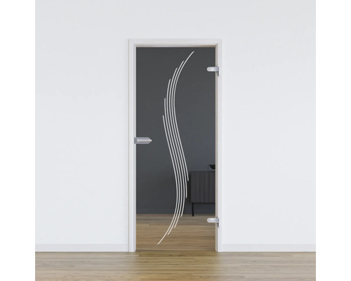 Pertura glazen deur complete set Glera Sweep 01 584x1972x8 mm rechtsdraaiend incl. Jonte Studio beslag, niet afsluitbaar