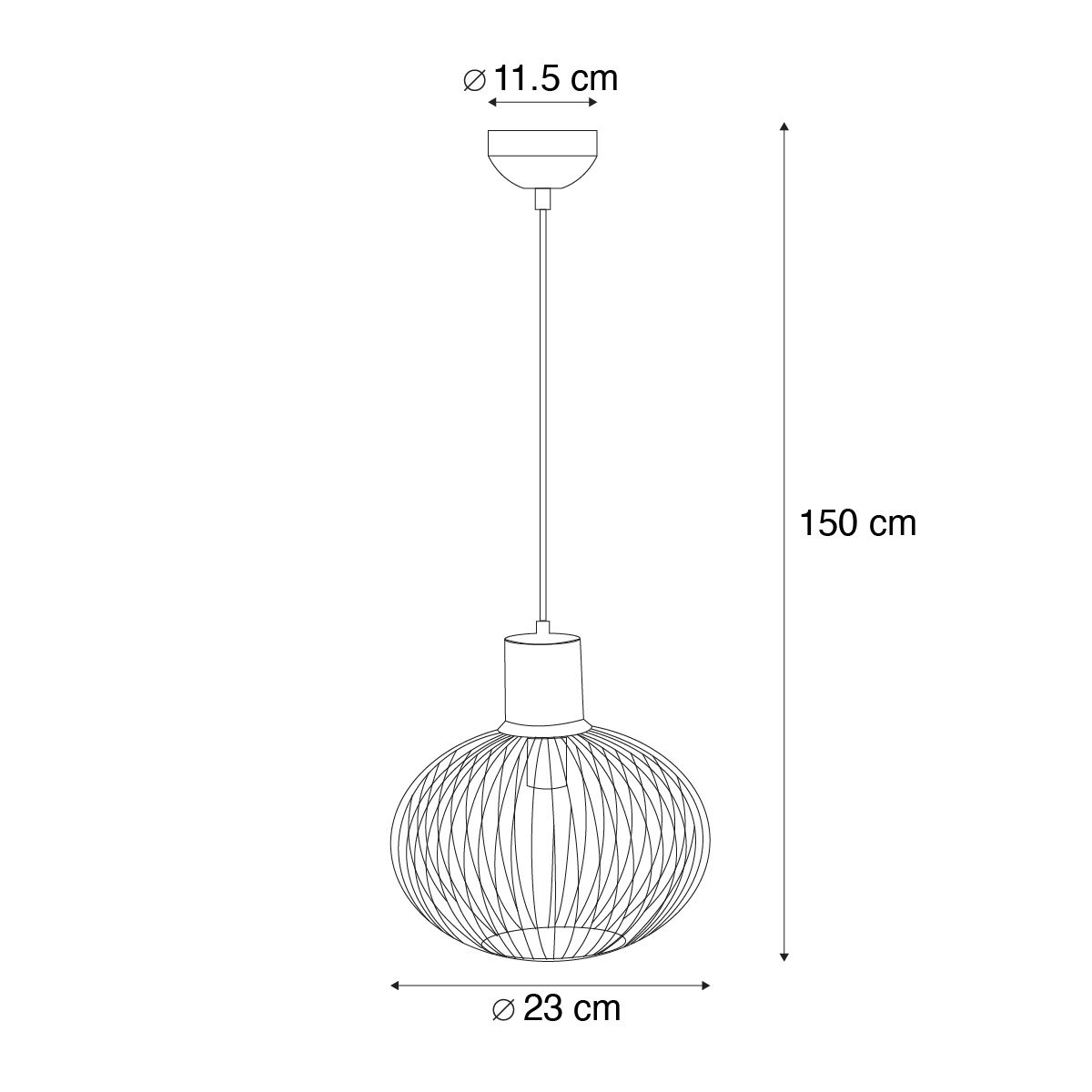 Moderne draad hanglamp zwart met beige 23cm - Gila