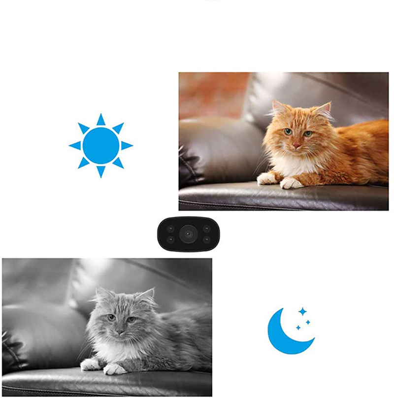 Mini WiFi IP Kamera FullHD 1080p Infrarot LED's Nachtsichtfunktion mit Akku (520mAh) und Micro SD Kartenslot   Halterung iOS/Android - Schwarz