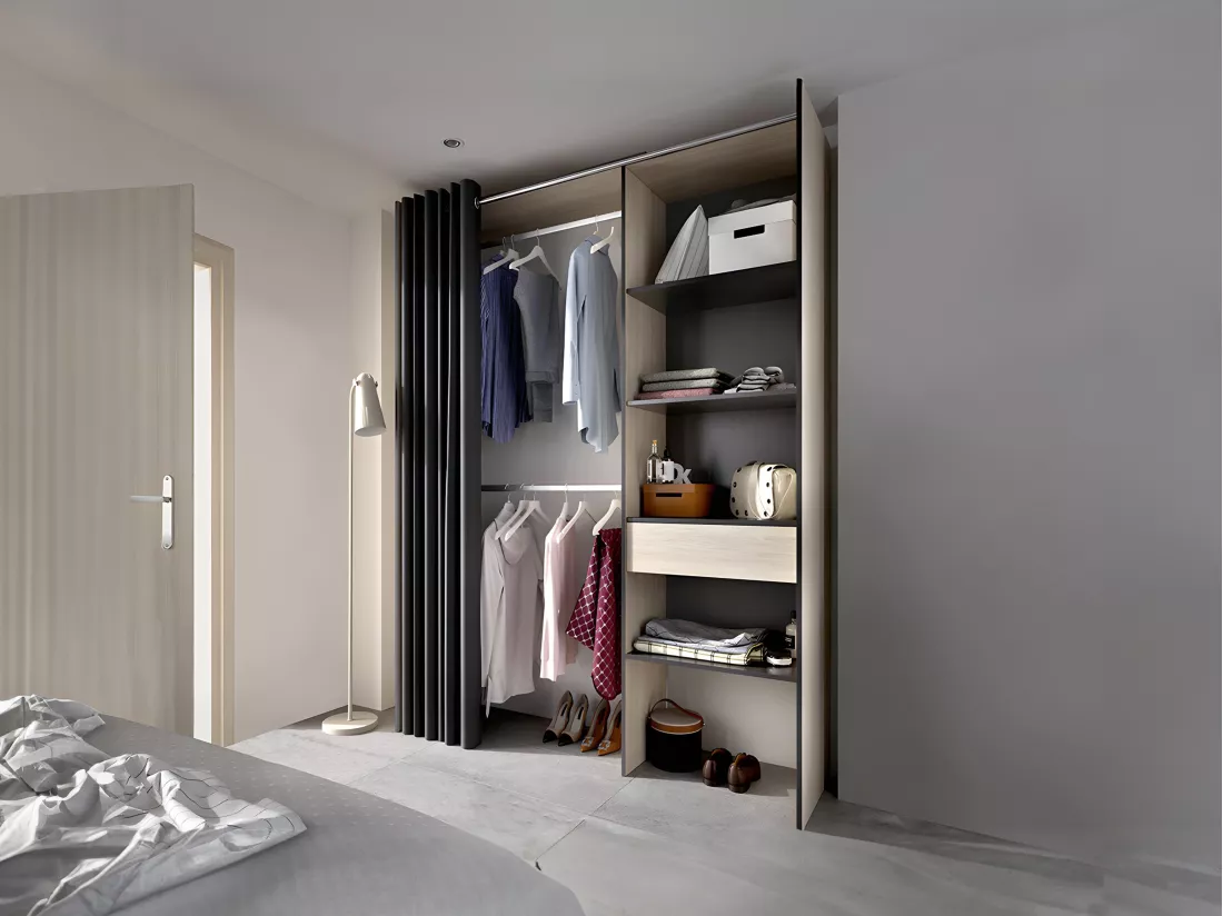 Dressing extensible LAURENT - L.110/160 cm - Coloris : Chêne et Anthracite