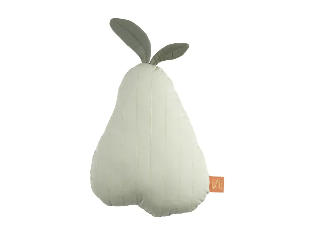 Coussin déco poire 23x36cm en coton Vert tilleul