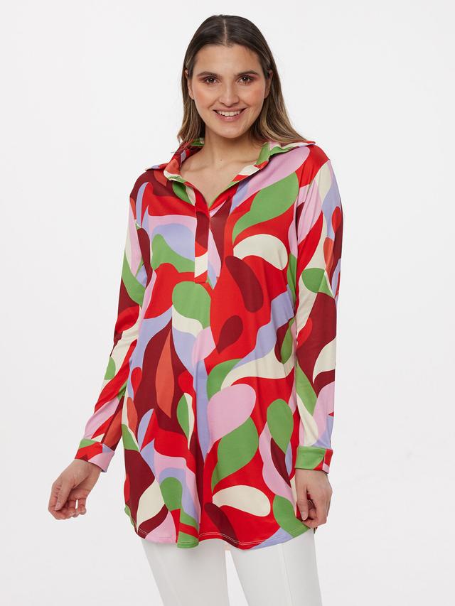 Longbluse mit grafischem Print