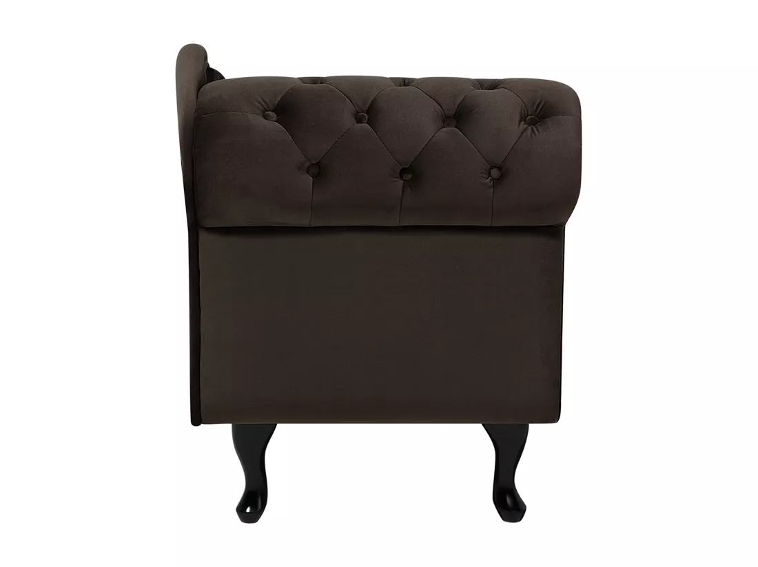Chaise longue en velours marron côté droite style Chesterfield NIMES
