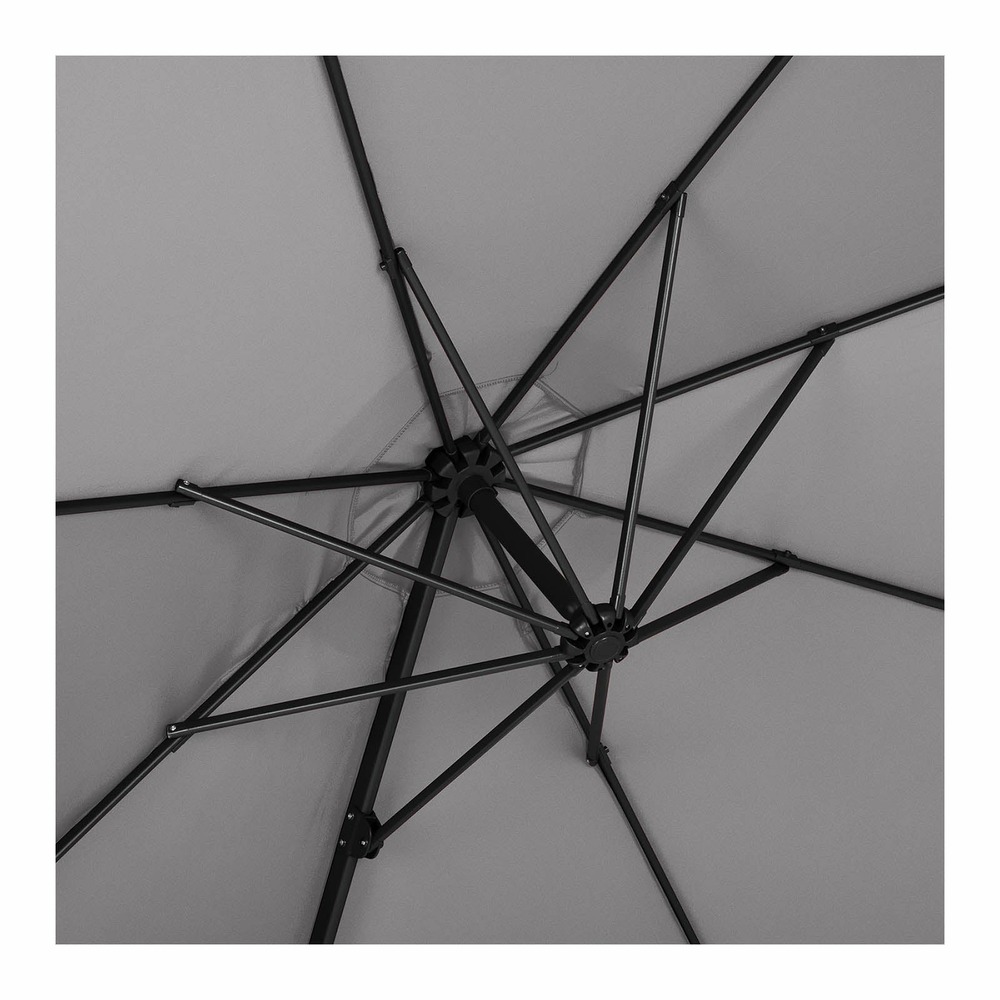 Parasol déporté rond diamètre 300 cm inclinable et pivotant gris foncé