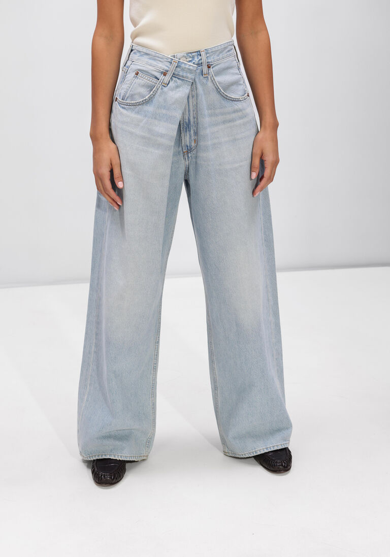 blauwe agolde jeans vana fold jean