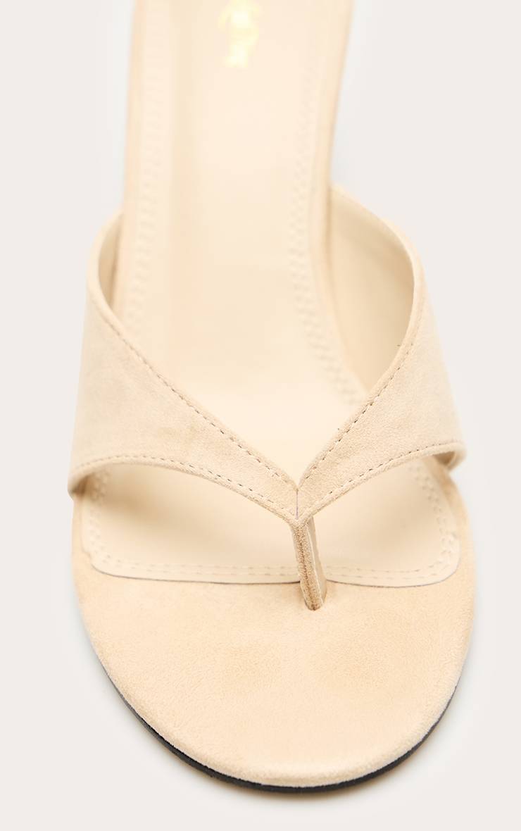 Gris Pierre Mules À Talons En Synthétique Avec Bride Entre-orteils