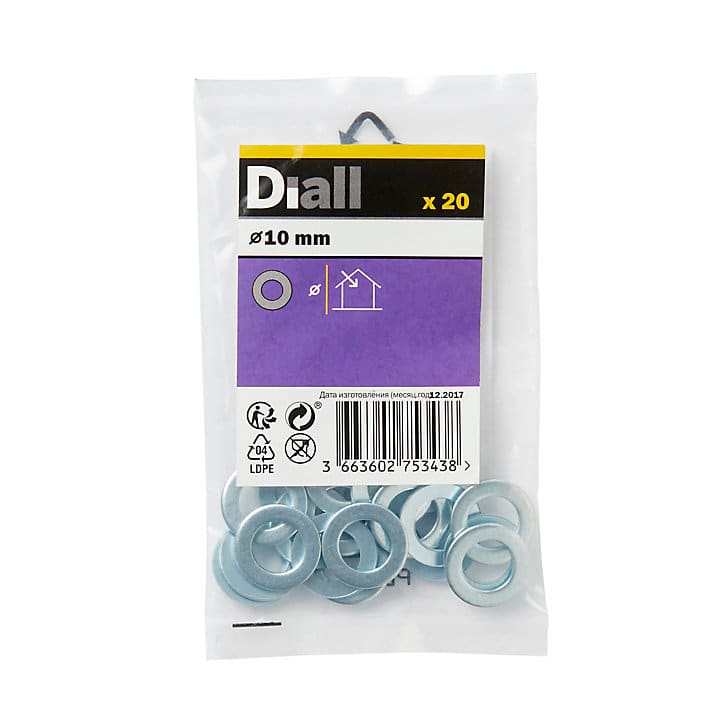 Rondelles plates étroites en acier au carbone ø 10mm - 20 pièces