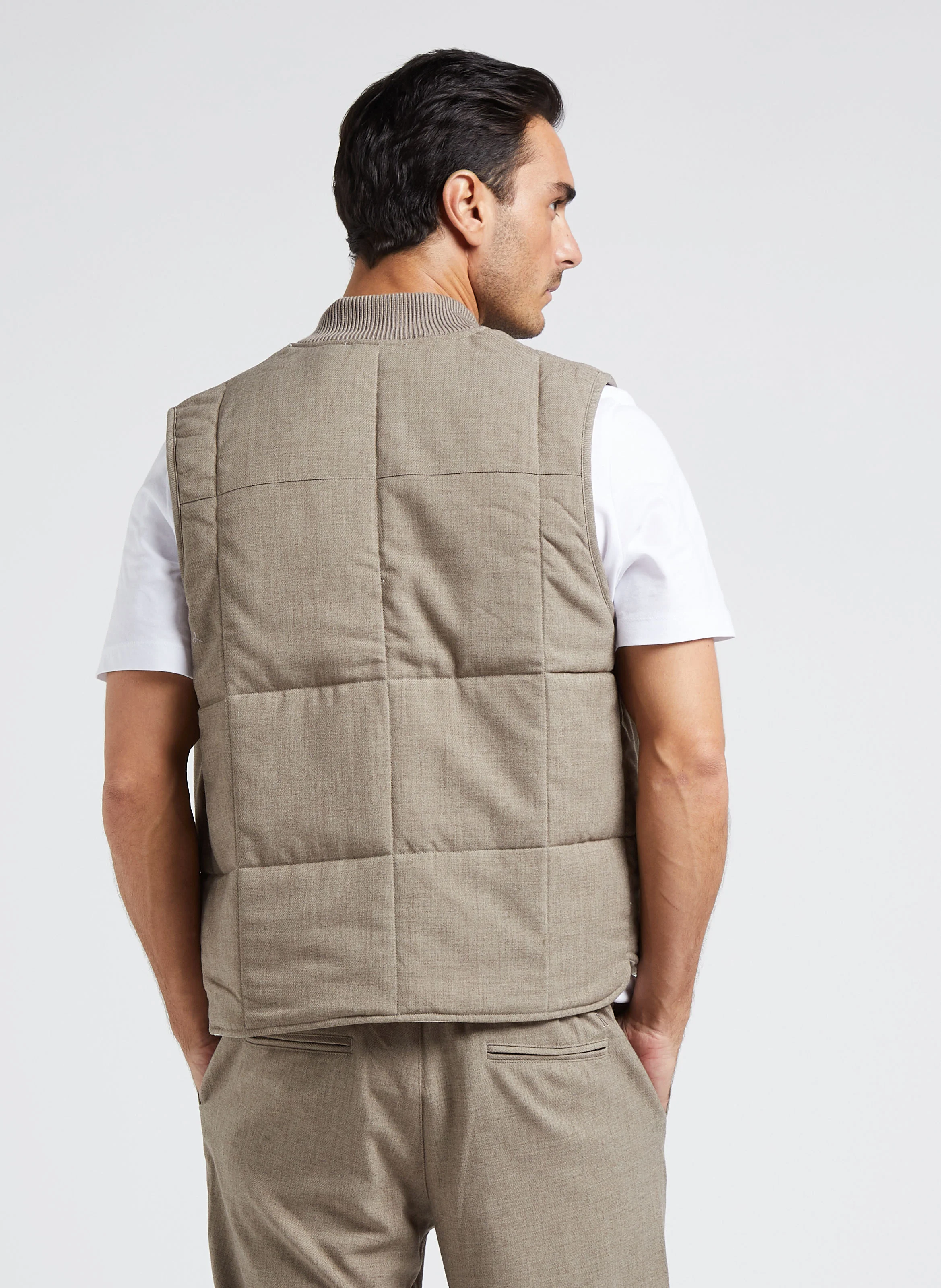 MERCURY - Veste col rond matelassée | Beige