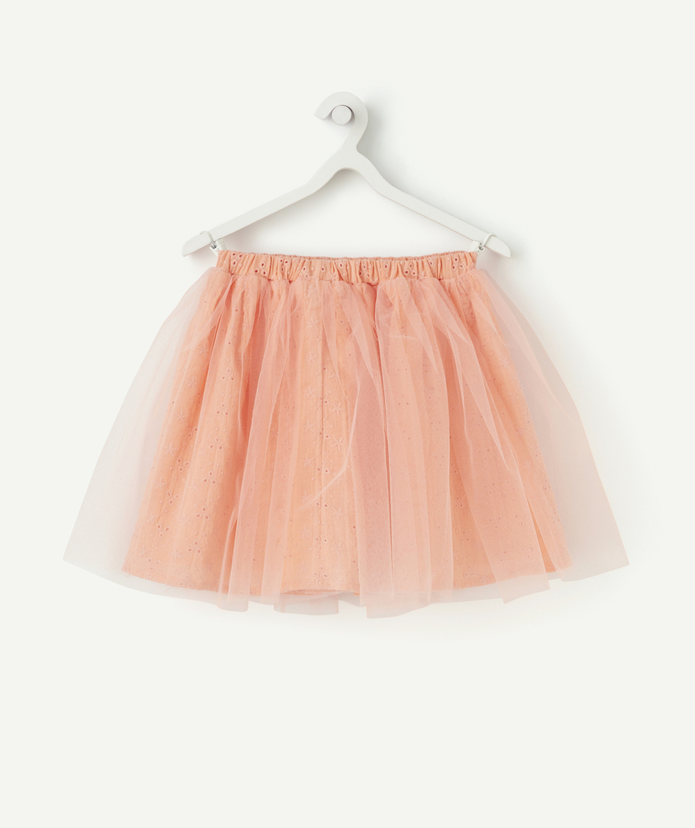 JUPE FILLE ROSE AVEC BRODERIES ET TULLE