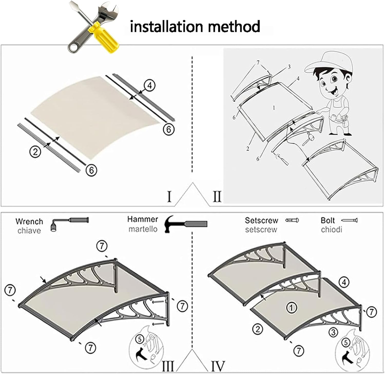 QWEASDF Vordach für Haustür Überdachung, überdachung，Pultbogenvordach mit UV-Schutz，markise für die haustür, Haustürdach aus Polycarbonat ，Regenschutz ，Waschbecken-Design (Size : 80x250cm/32x98in)