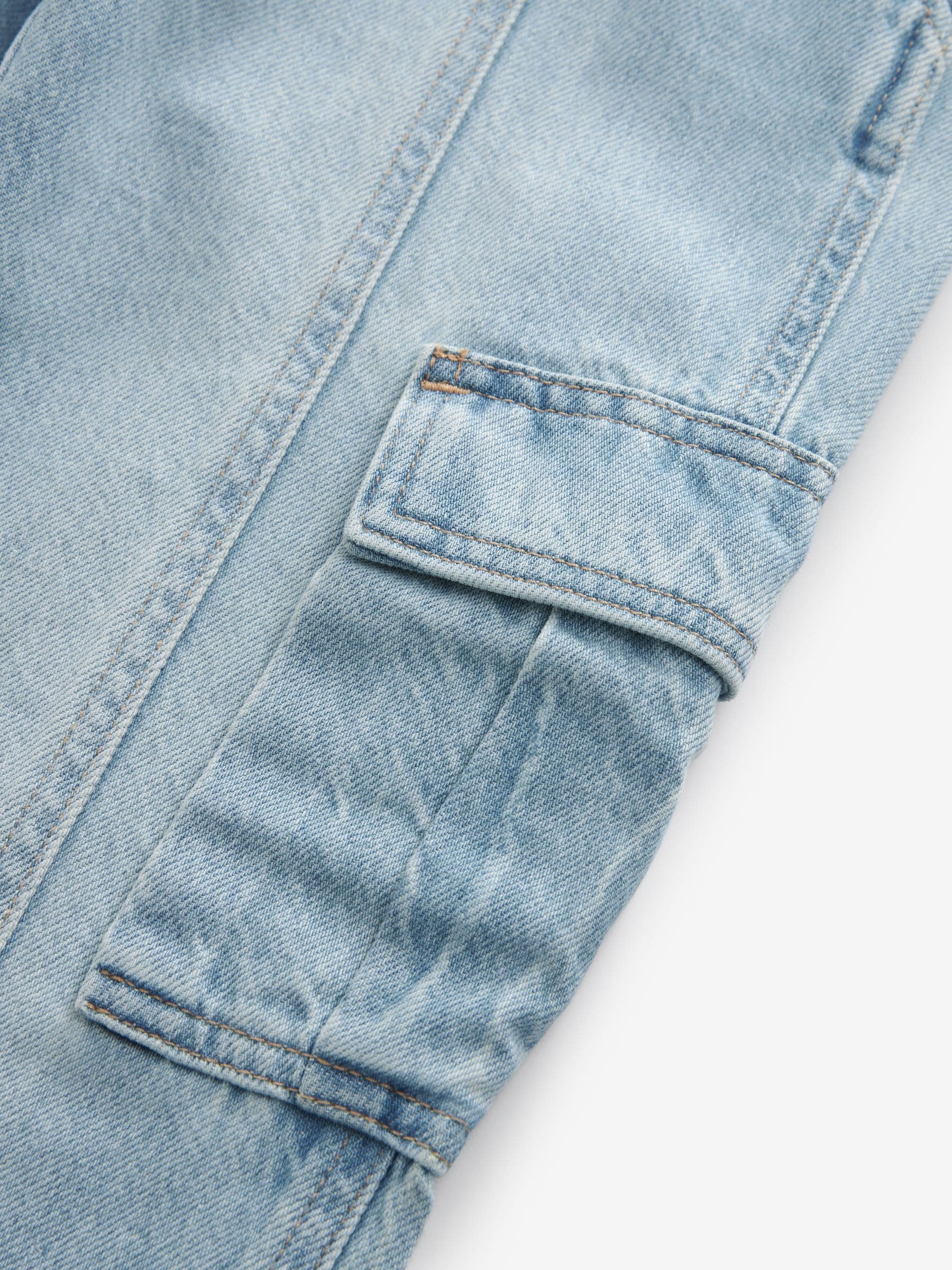 Lichtblauwe denim - Cargojeans met wijde pijpen (3-16 jr)
