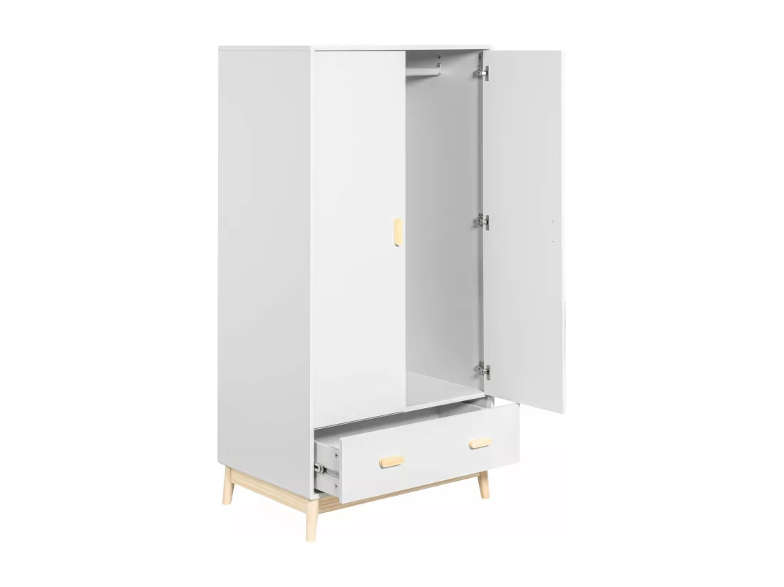 Armoire Mobili Rebecca Aegle 175x80x55 MDF Pin Blanc Marron Scandinave À Monter