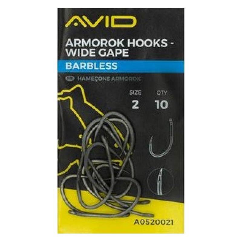 Hamecon Carpe Avid Carp Armorok Wide Gape Barbless - Par 10