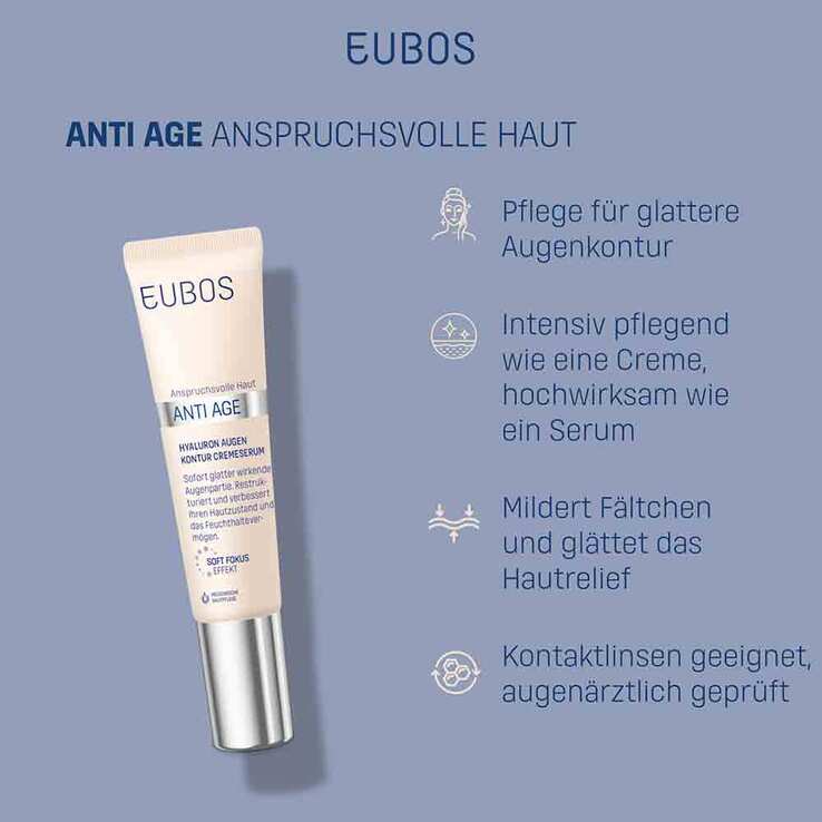 Eubos Anti-Age Hyaluron Augen Kontur Cremeserum, 15 ml
