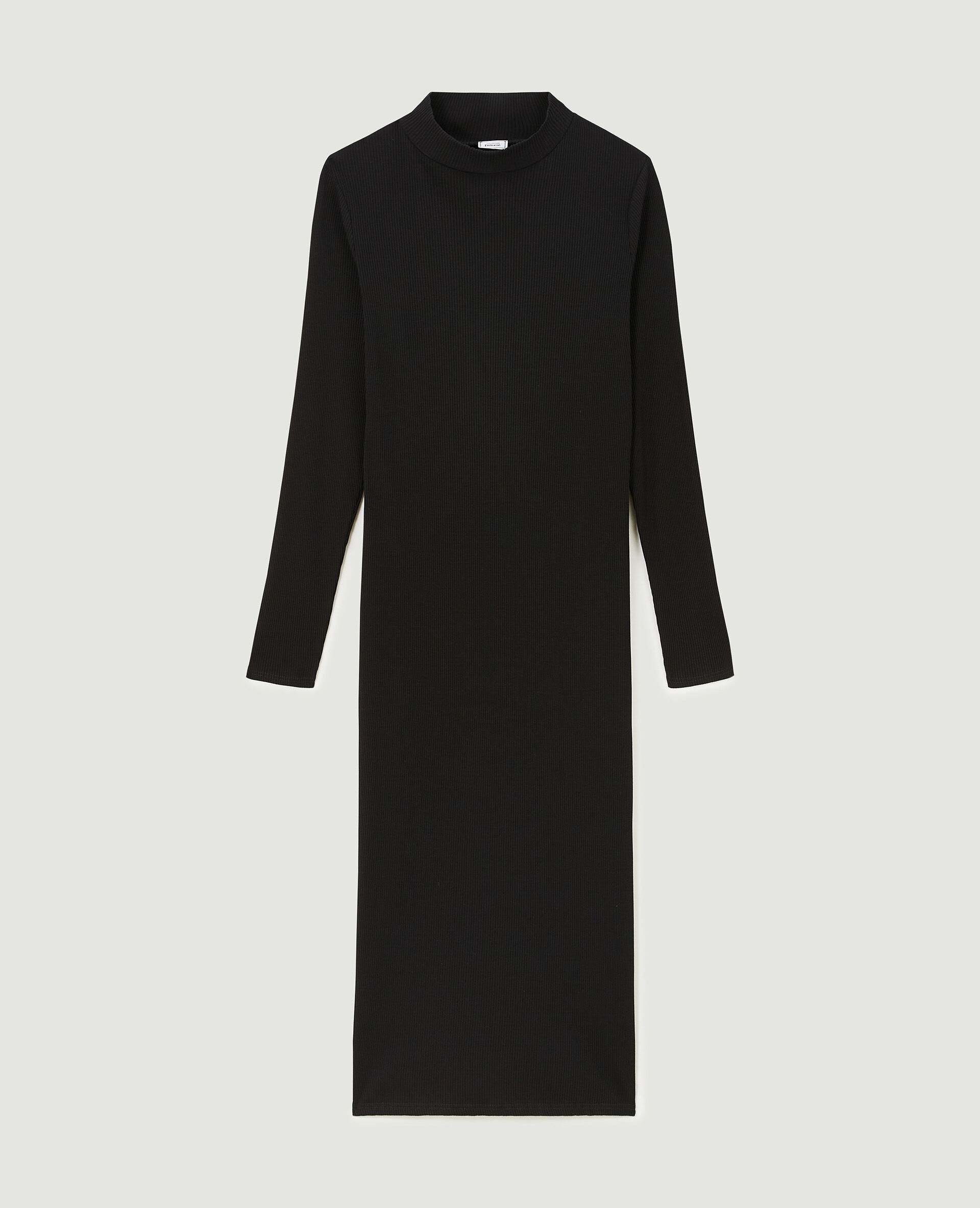 Robe midi moulante en maille côtelée - Noir