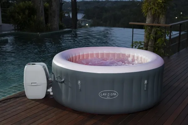 Bestway 60009, 669 L, 4 person(er), Rund, Boble/Jet massage, Acrylonitrilbutadienstyren, PVC, Grå, Hvid