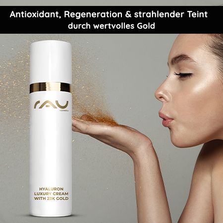 RAU Cosmetics Hyaluron Luxury Creme mit 23K Gold Tagespflege mit Aufpolsterungseffekt