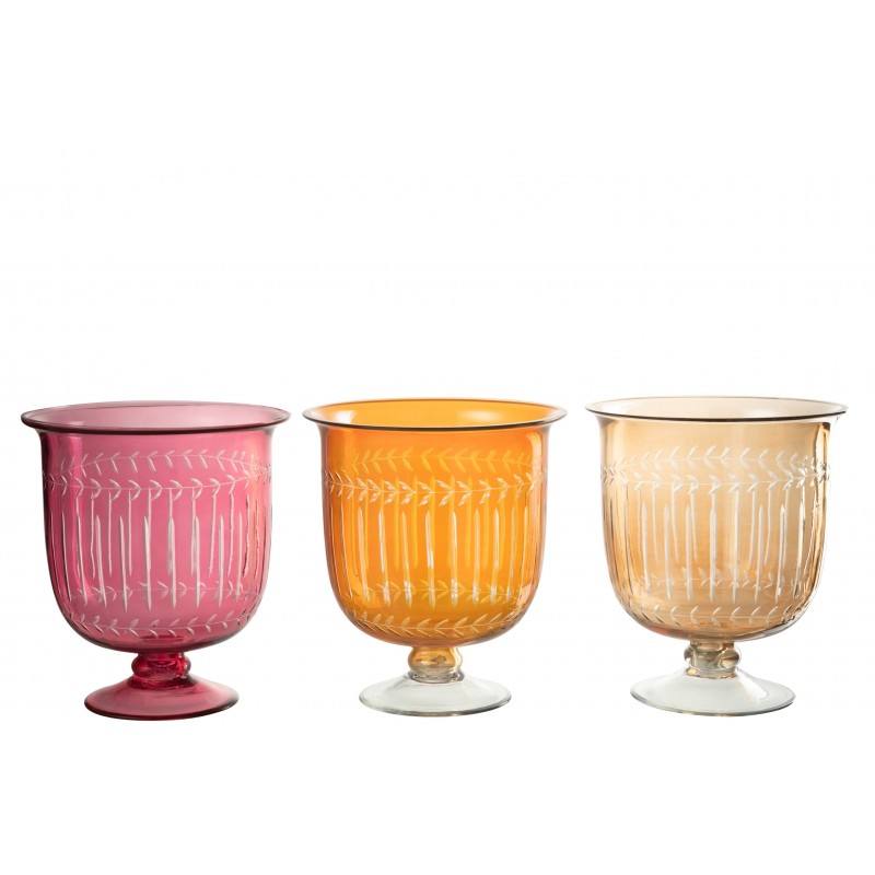 Vase romain à motifs en verre rouge 23x23x26 cm