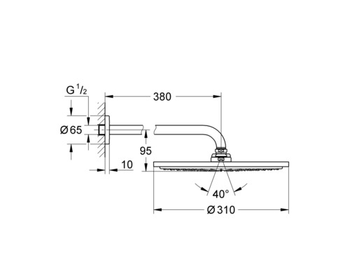 GROHE Rainshower Cosmopolitan 310 26066000 douchekopset, Ø 31 cm, inclusief 38 cm douchearm, chroom