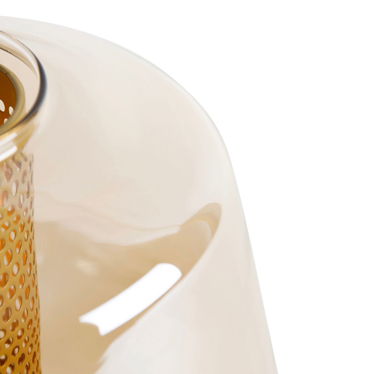 Art deco tafellamp goud met amber glas 30 cm - Kevin