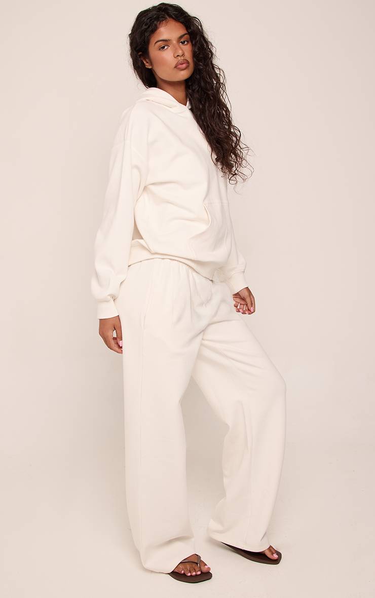 Crème Pantalon De Jogging Large En Jersey Interlock