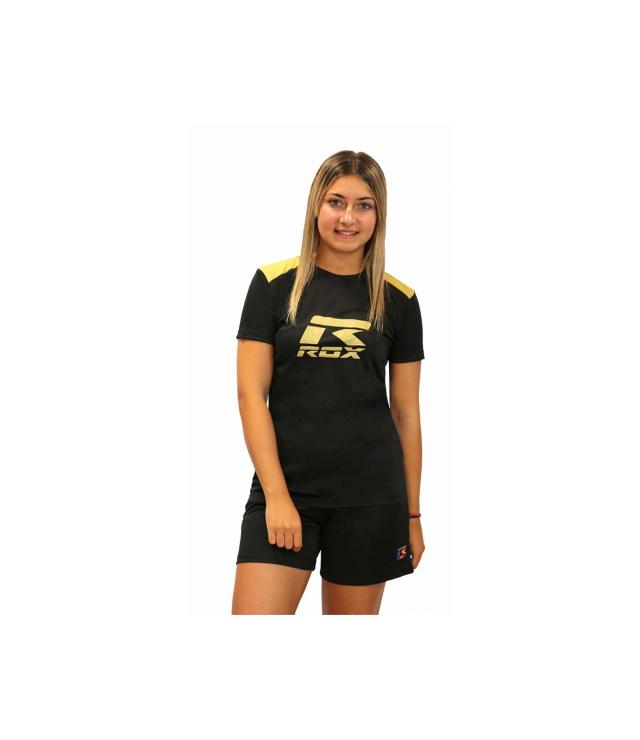 Camiseta feminina R-Palace preta/dourada