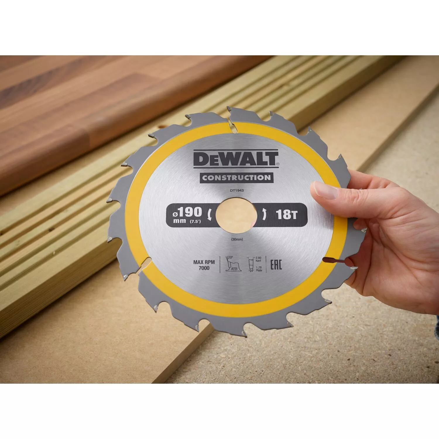 DeWALT DT1943 Cirkelzaagblad - 190 x 30 x 18T - Hout (met nagels)