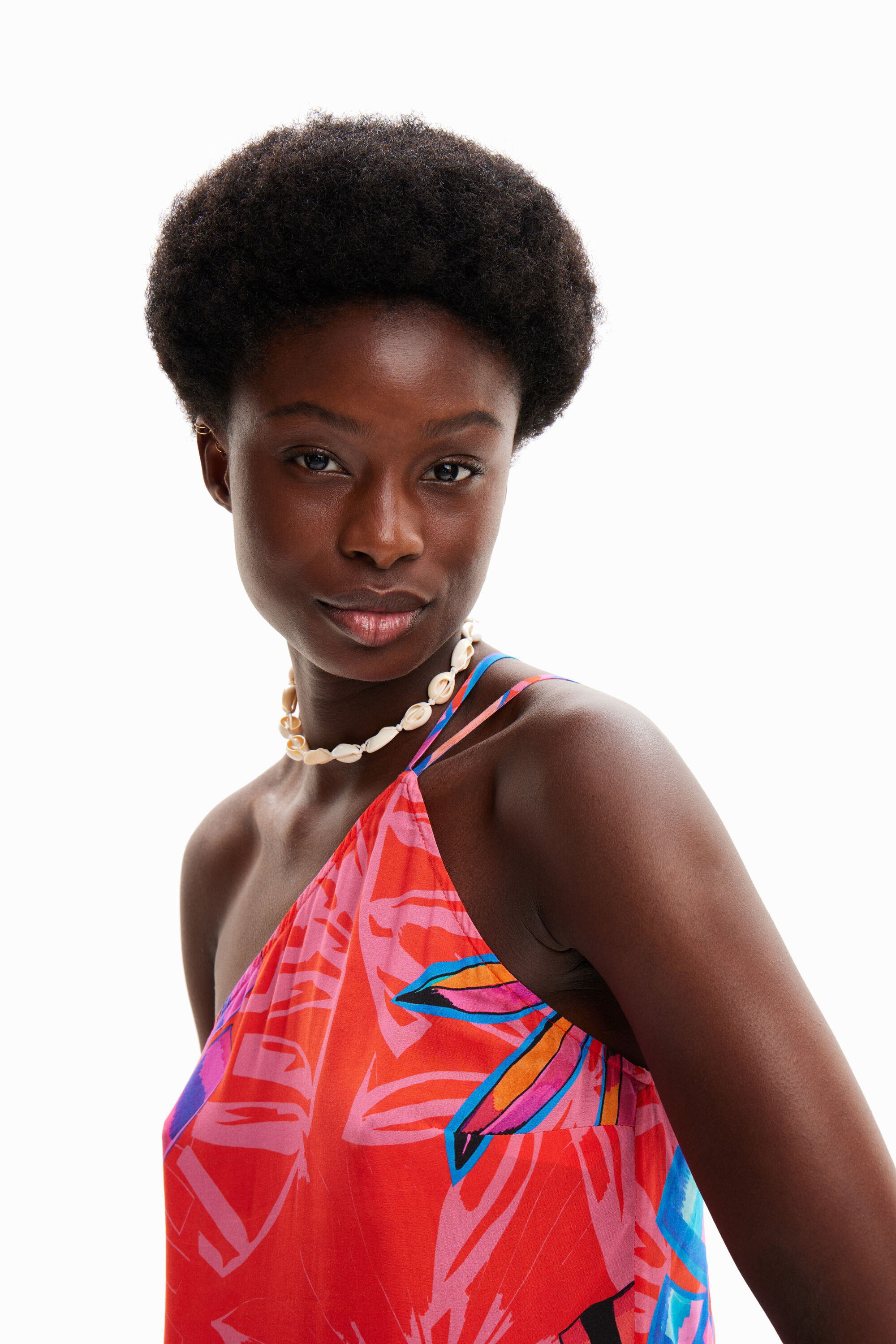 Robe midi asymétrique tropicale