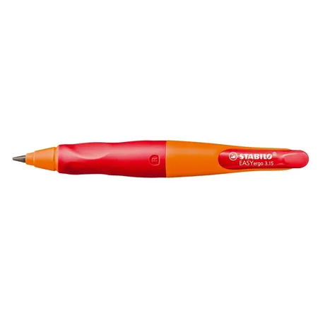 STABILO Ergonomischer Druck-Bleistift EASYergo, orange/rot, mit 1 Mine, HB & Spitzer, Rechtshänder