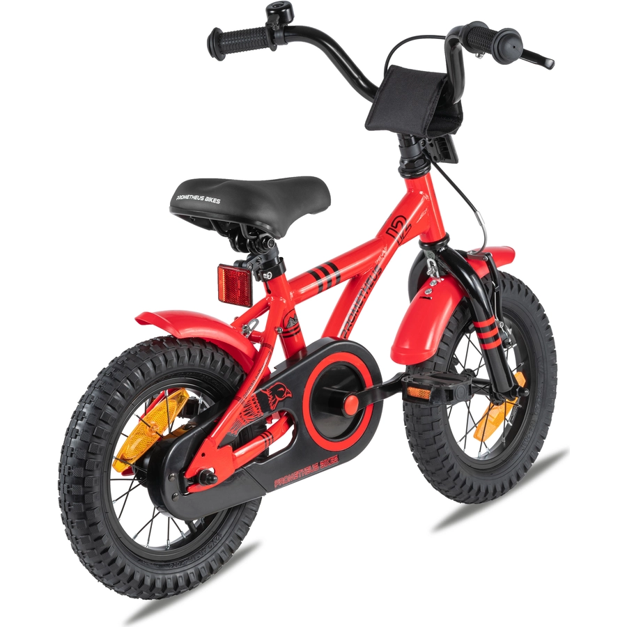 PROMETHEUS BICYCLES® RED HAWK Kinderfahrrad 12 in Rot und Schwarz ab 3 Jahre mit Stützräder