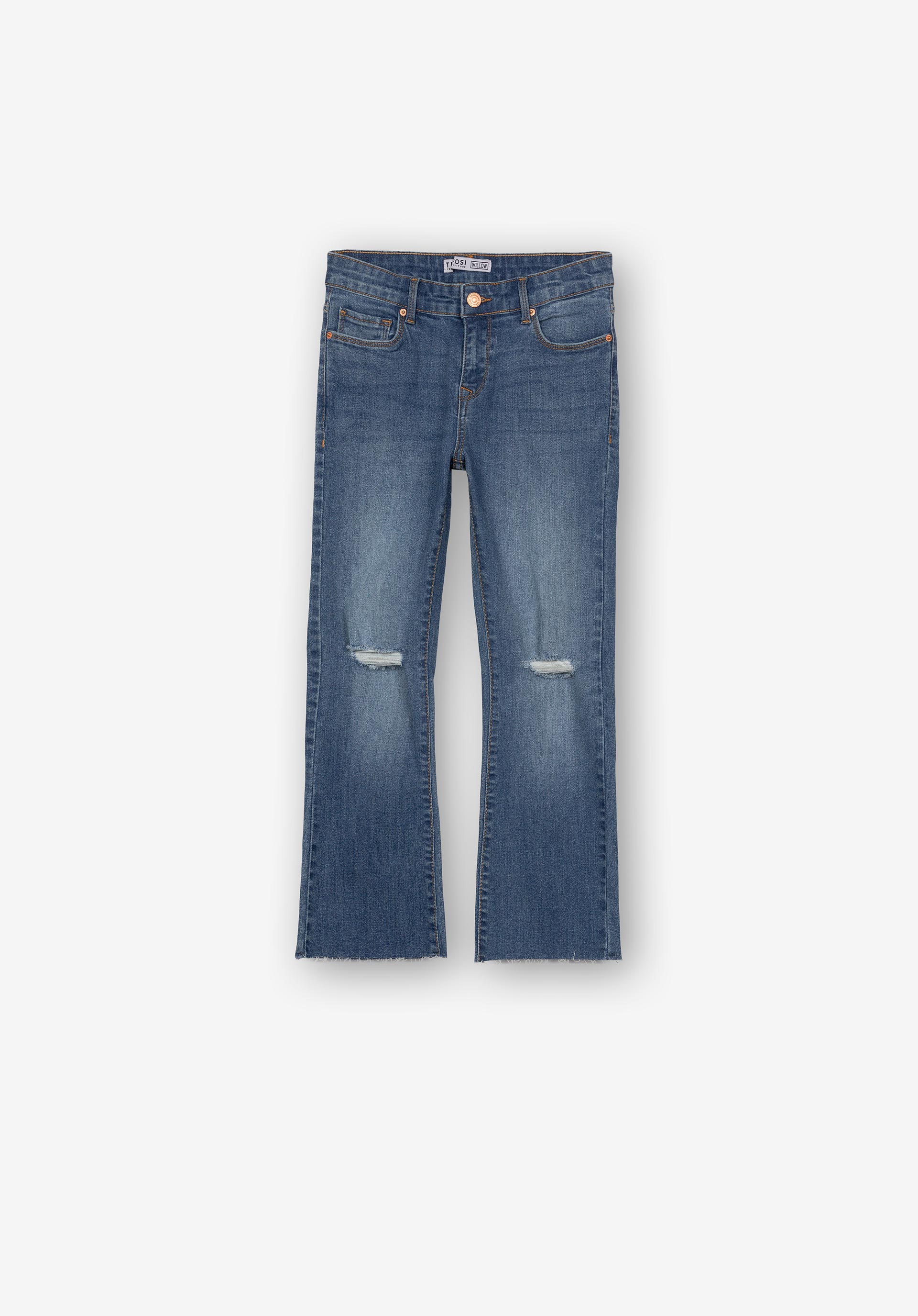 Jeans Willow Cropped Flare Rasgões