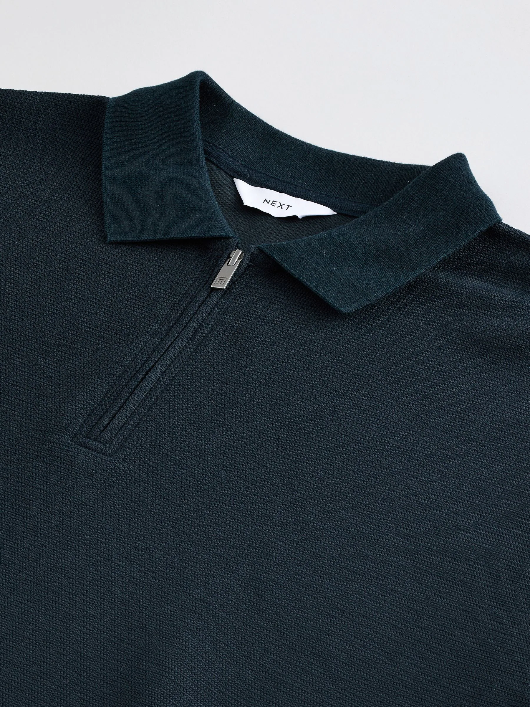 Donkerblauw - Smart poloshirt met textuur en rits
