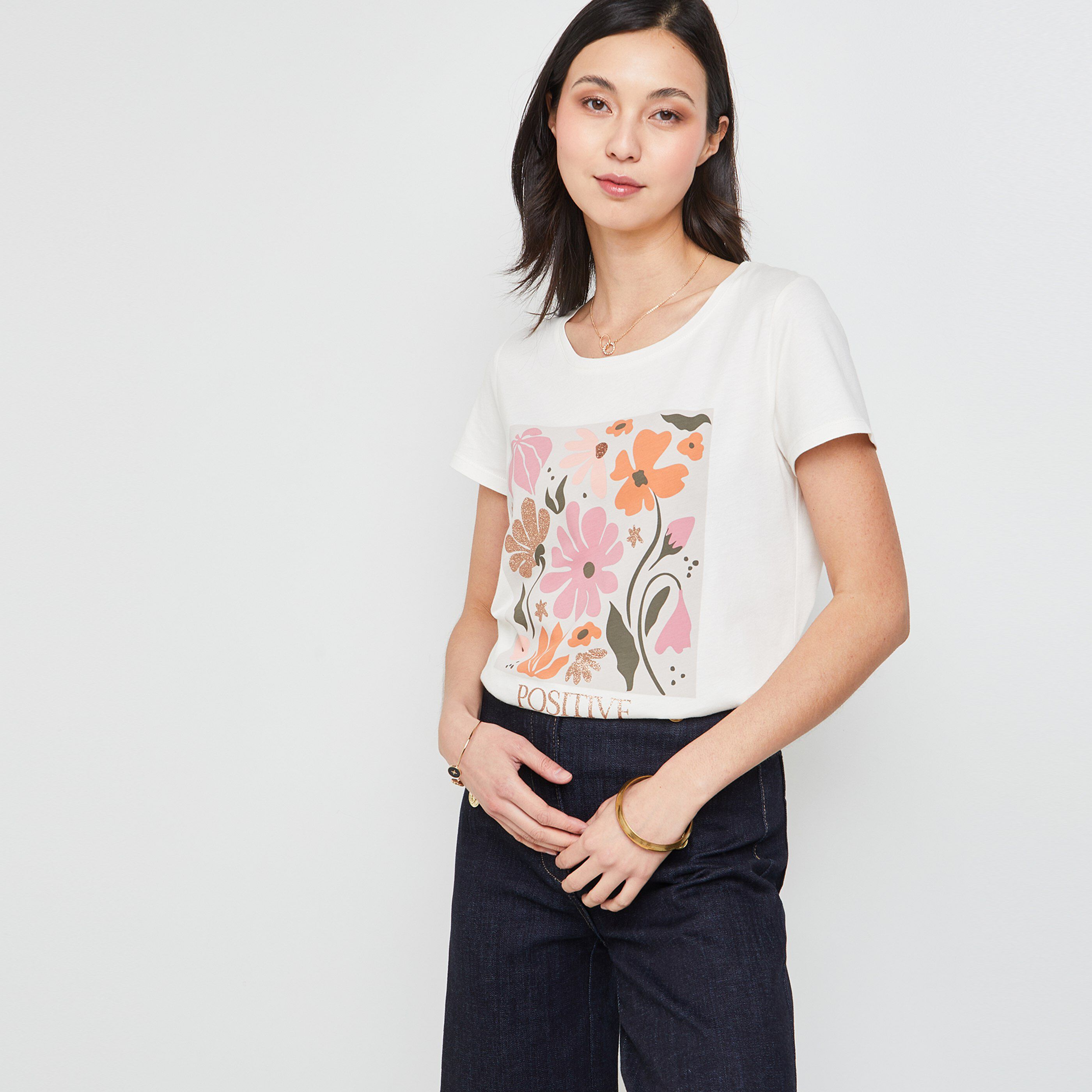 Tshirt imprimé femme - BLANC CASSE
