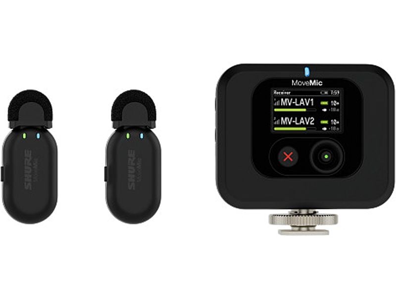 Shure MoveMic Two Receiver Kit Set mit zwei Funk-Ansteckmikrofonen und Empfänge