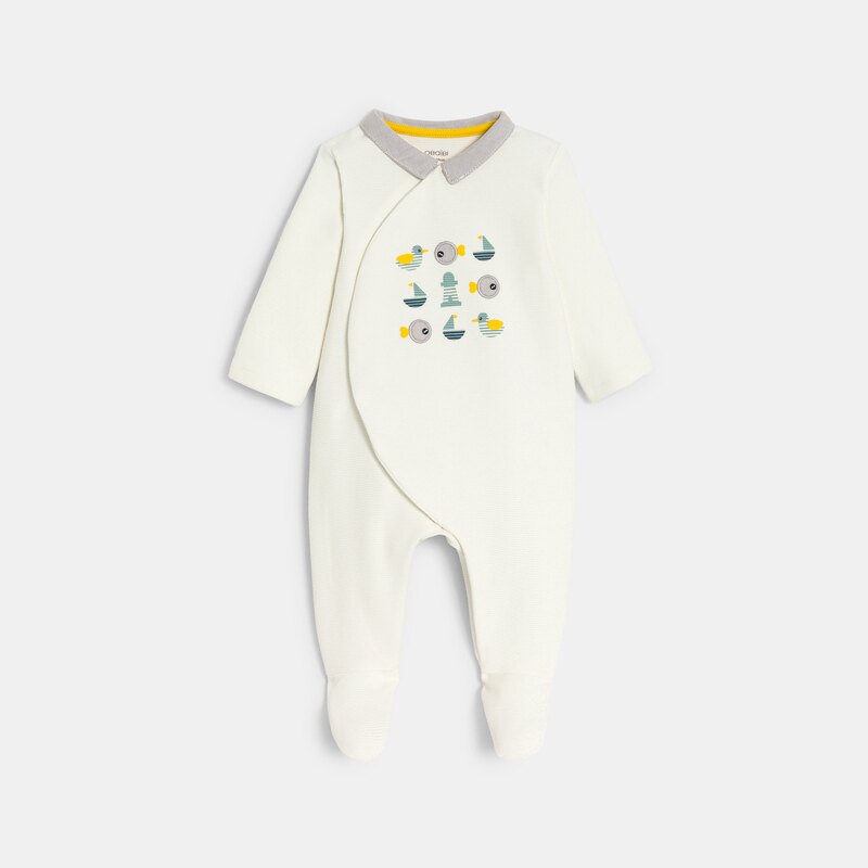 Dors-bien en coton fantaisie poissons blanc bébé garçon Blanc