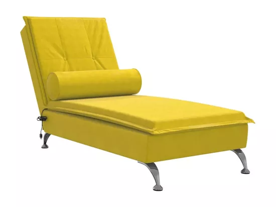 Chaise longue de massage avec traversin jaune velours