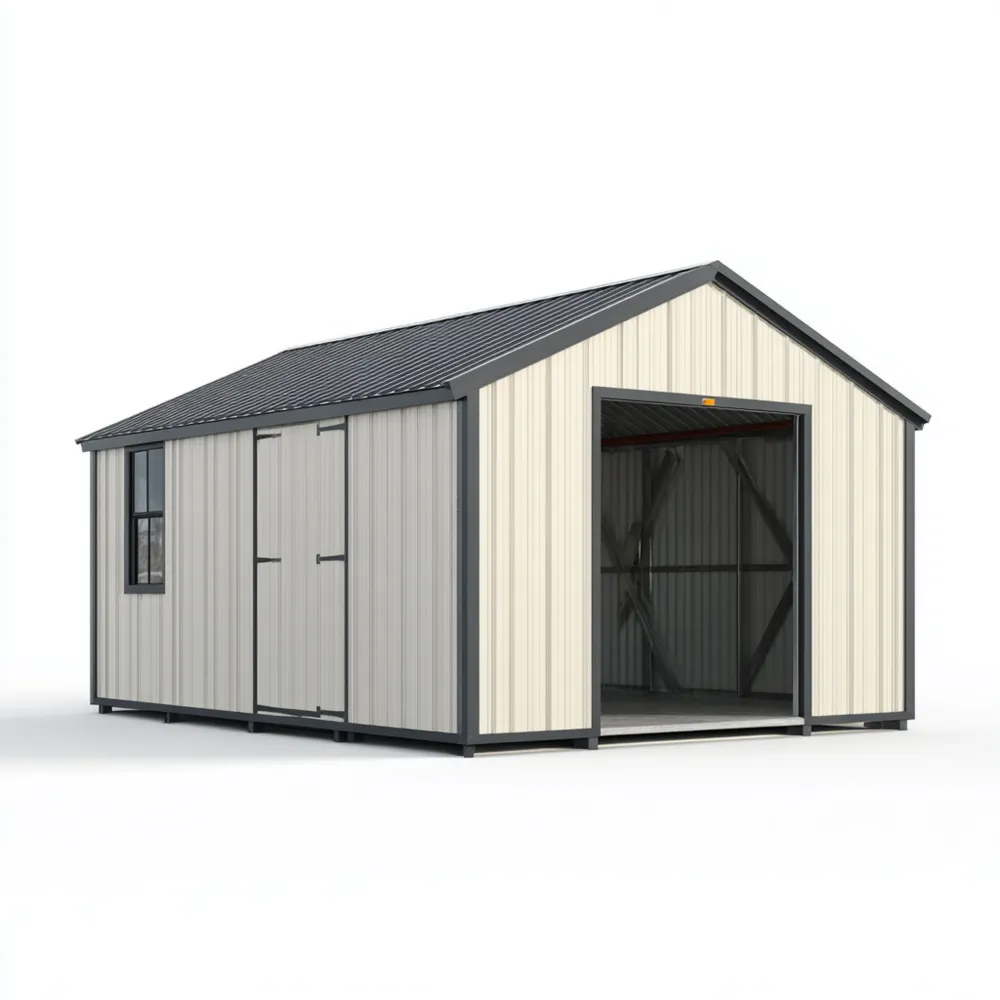 Metallgerätehaus 300x400x250 cm – Grau/Beige – Wetterbeständig