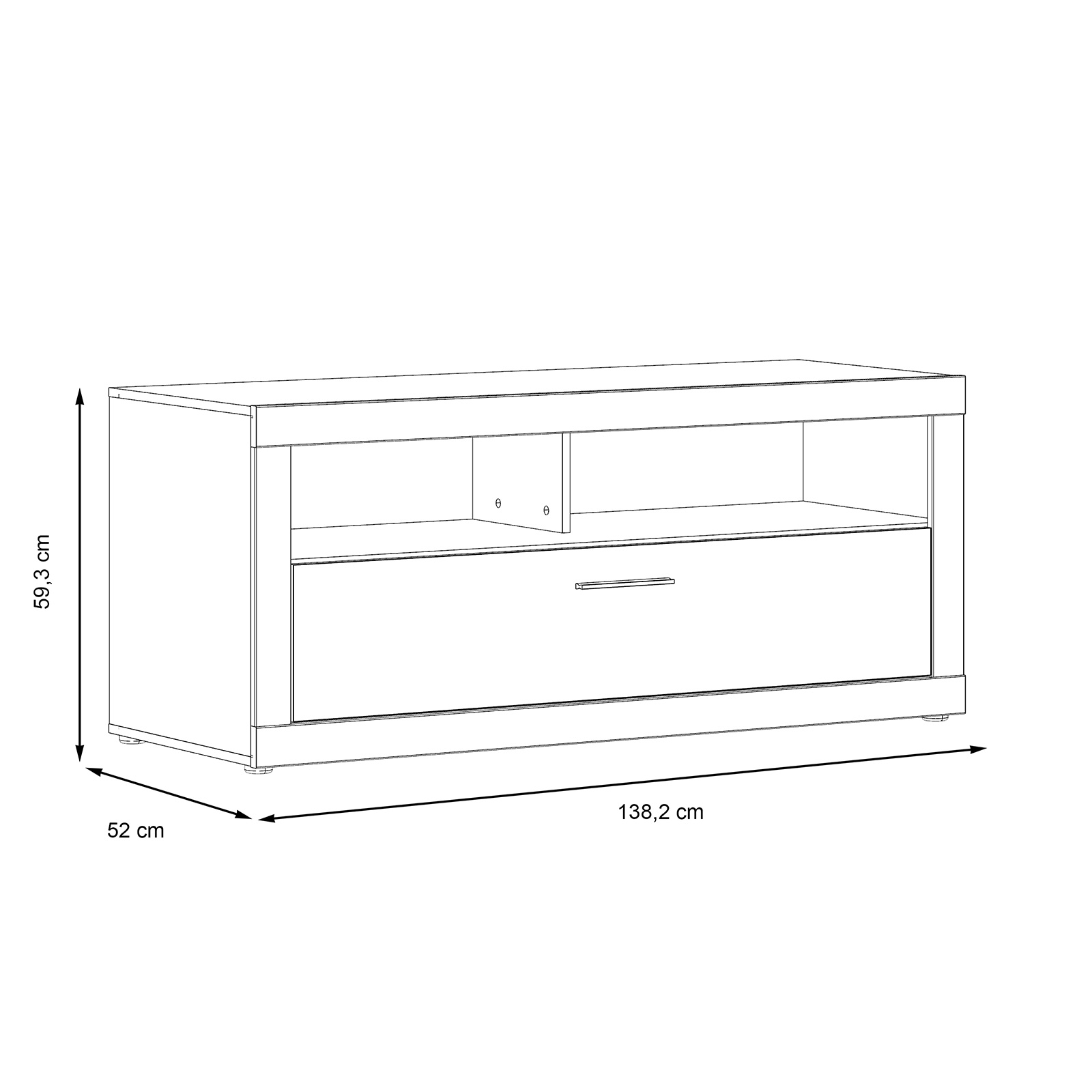 Lowboard - Betonoptik - weiß - 138 cm breit