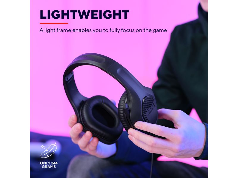 Trust GXT 415 Zirox Schwarz Federleichtes, ohrumschliessendes Gaming-Headset, hergestellt für PC, Laptop und Konsolen