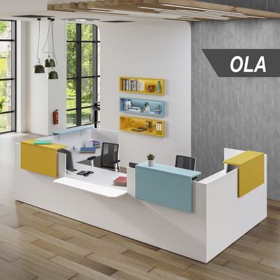 Banque d'accueil Module d'extrémité PMR OLA - L100 x H72,5 x P115 cm - structure blanc perle, plateau blanc perle