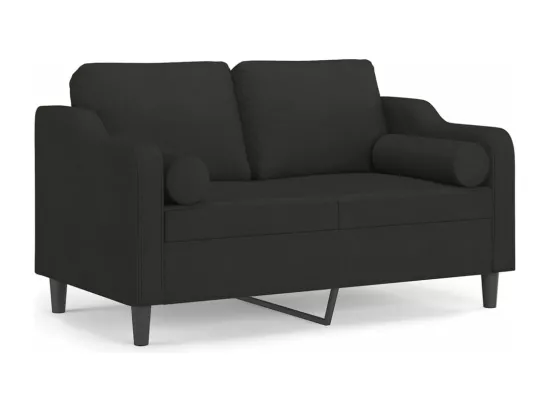 Canapé 2 places avec oreillers décoratifs noir 120 cm tissu