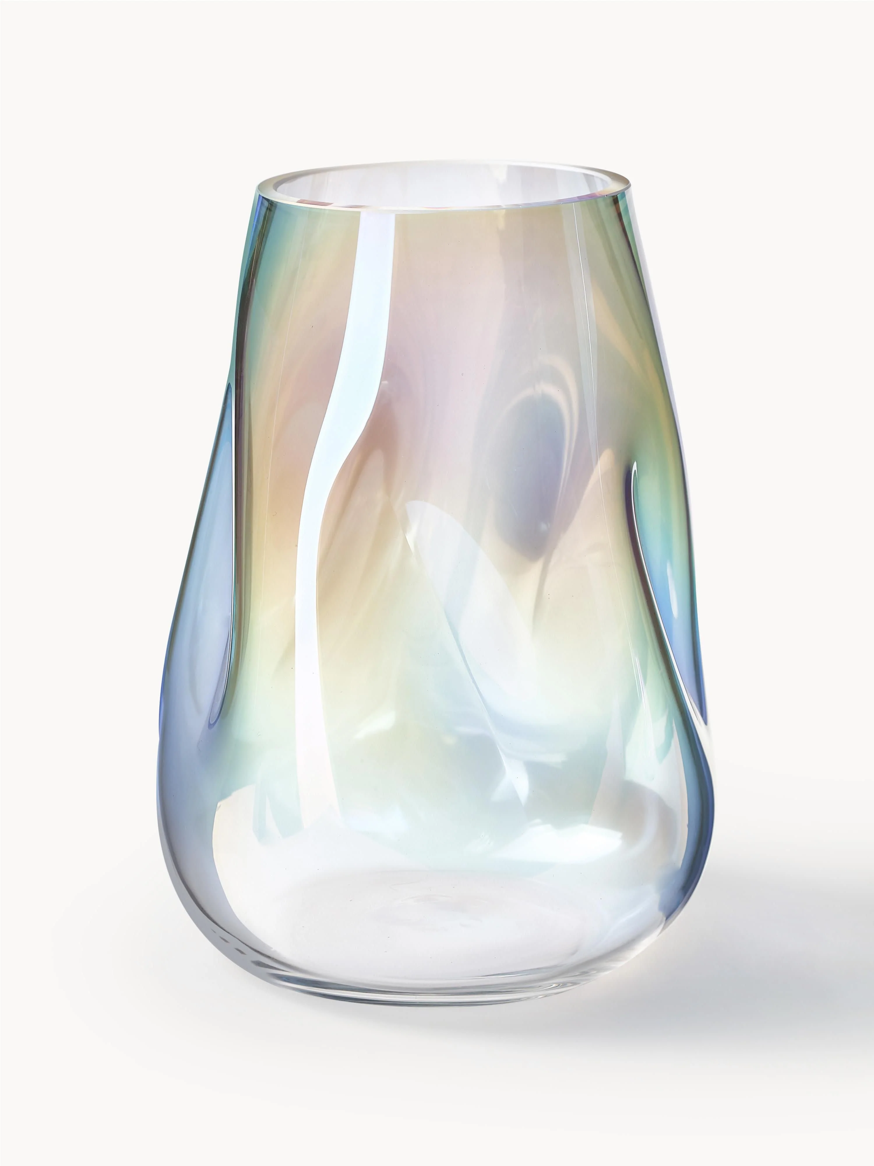 Mondgeblazen glazen vaas Rainbow, H 26 cm